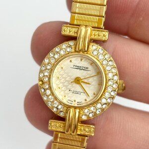 Prestige By Walthan Gold Toned Flexible Bracelet Vintage Watch - 13mm - WORKS!
